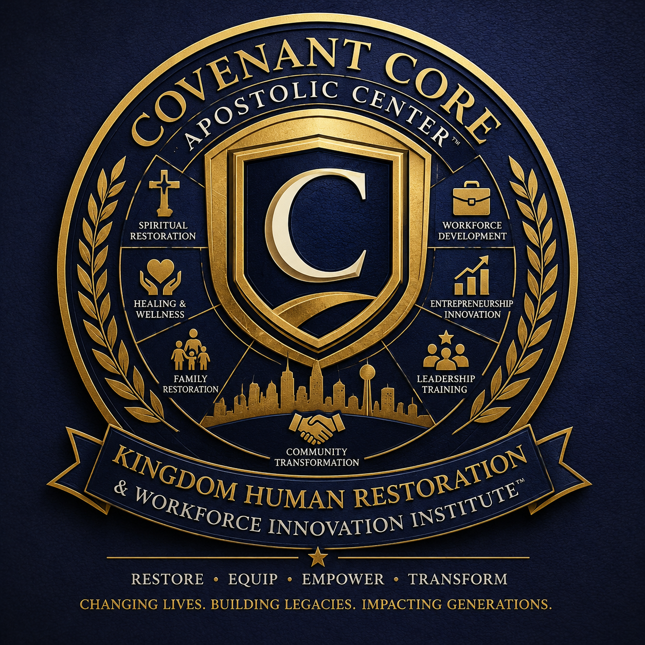 Covenant Core Apostolic Center Kingdom Human Restoration and Workforce Innovation Institute seal